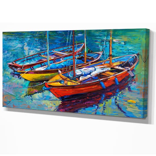 Designart - Three Fishing Boat Oil Painting